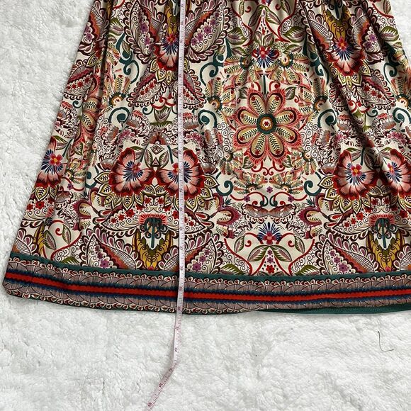 London Times Petit Women Mini Dress Size 4P Multicolor Print Strech Keyhole - Picture 7 of 7